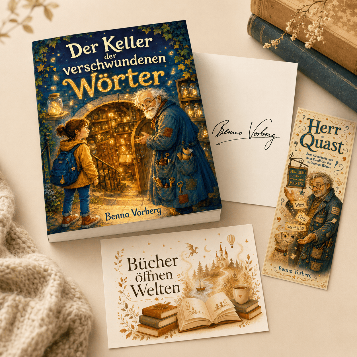 Geschenkpaket „Herr Quast“ 3-teilig – handsigniertes Kinderbuch mit Postkarte und Lesezeichen – Bild 3