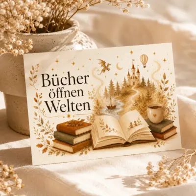 Postkarte Bücher öffnen Welten - Benno Vorberg