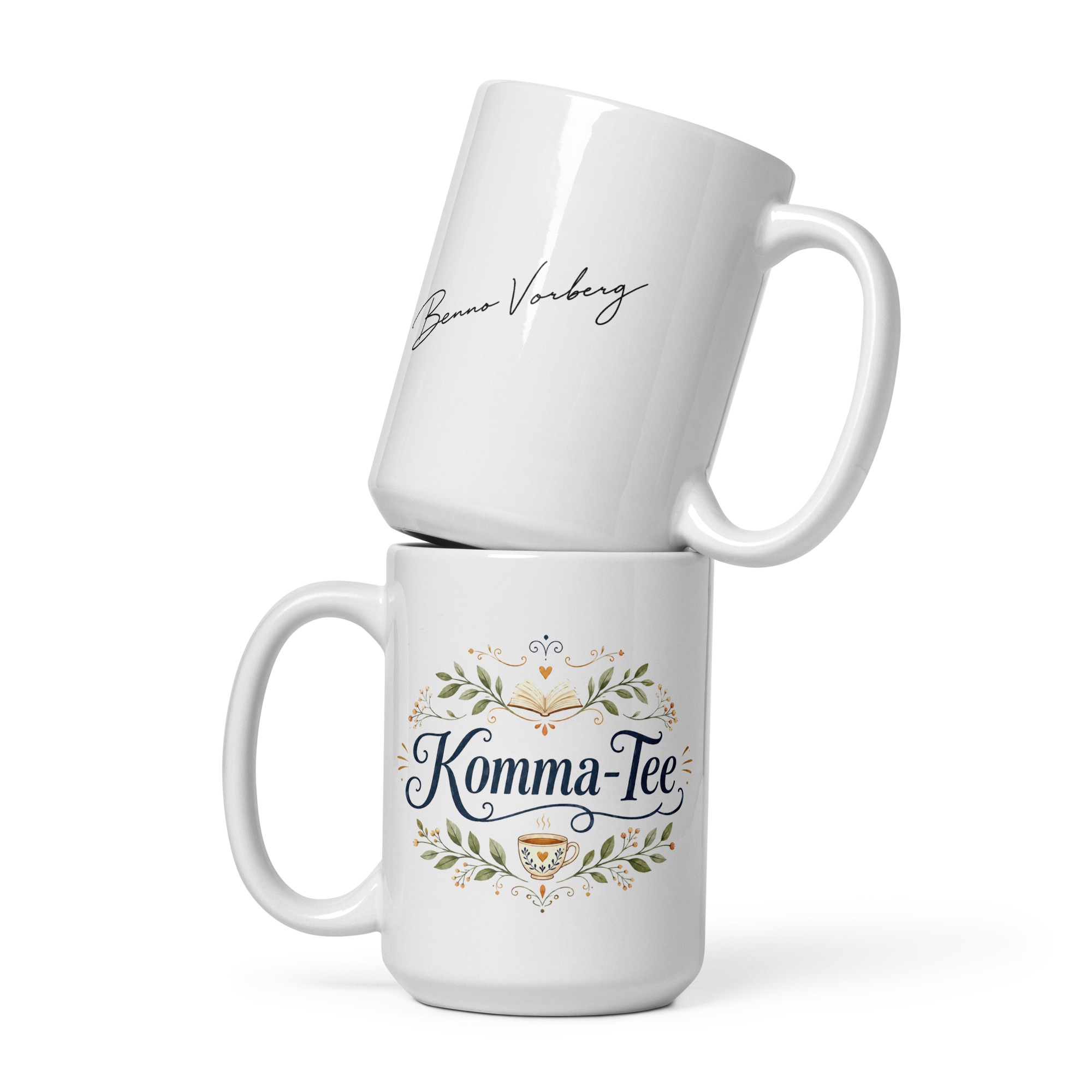 Dekorativ gestaltete Tasse für Komma-Tee – Bild 2