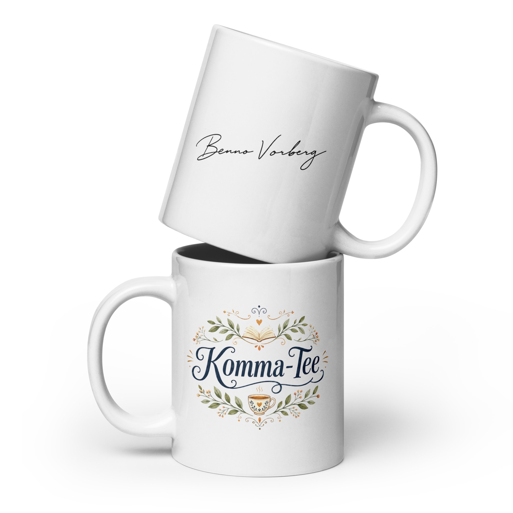 Dekorativ gestaltete Tasse für Komma-Tee – Bild 3