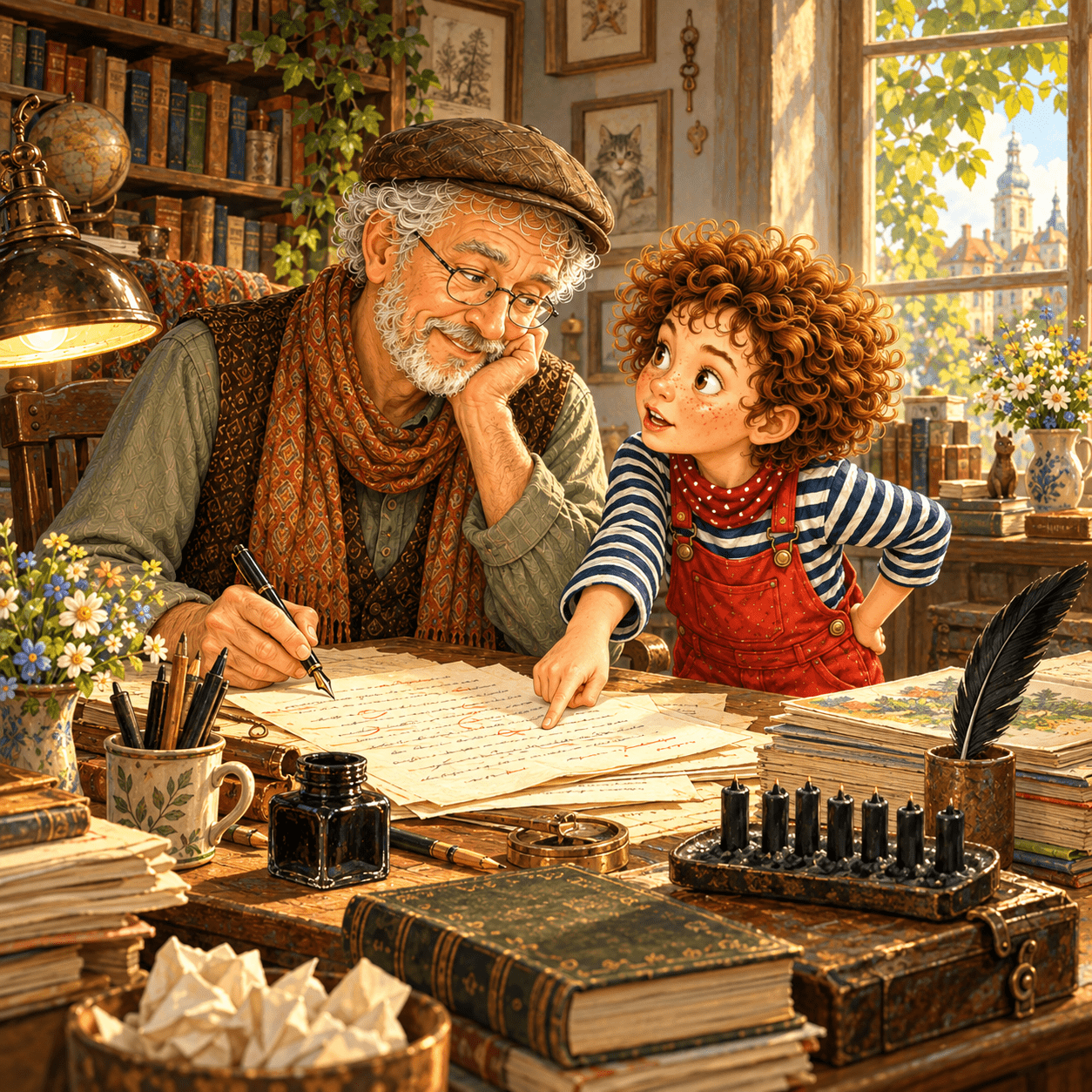 Illustration: Kind liest ein Buch unter einem Baum