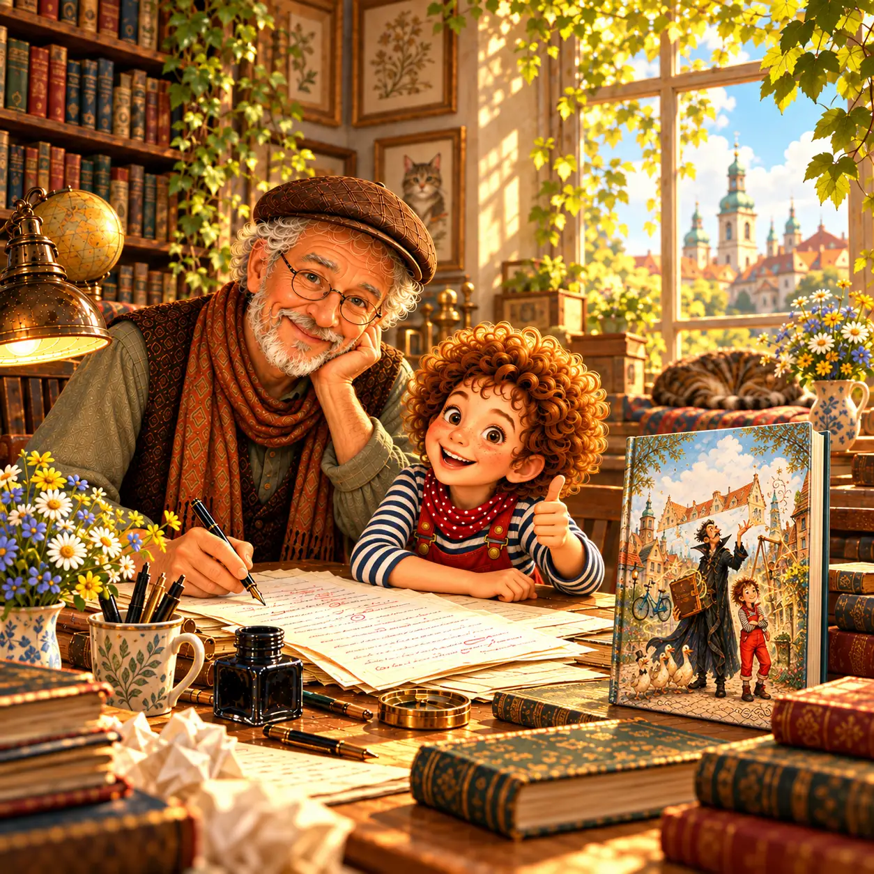 Illustration: Kind liest ein Buch unter einem Baum